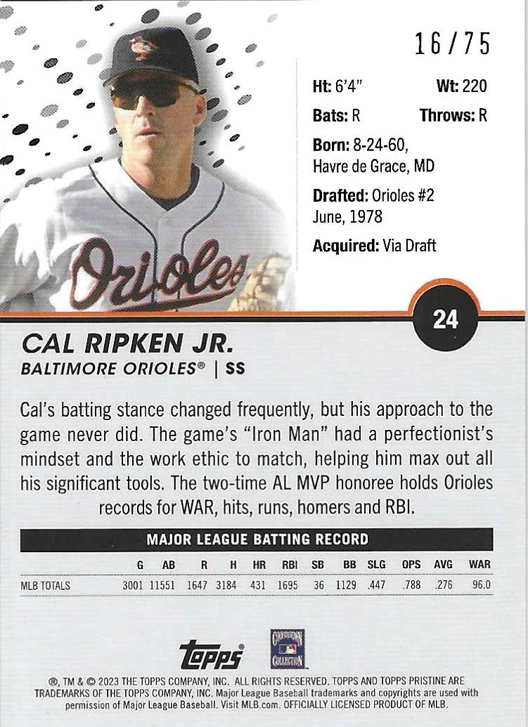 2023 Topps Pristine Cal Ripken Jr Blue 16/75