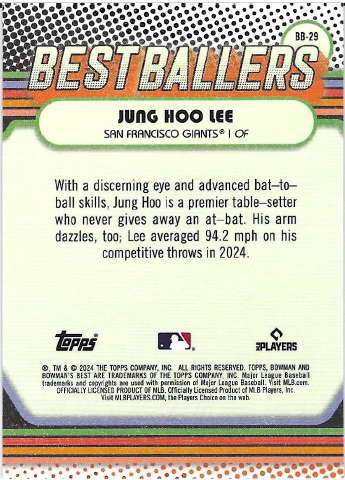 2024 Bowman's Best. Jung Hoo Lee Best Ballers Mini Diamond. Rookie Card