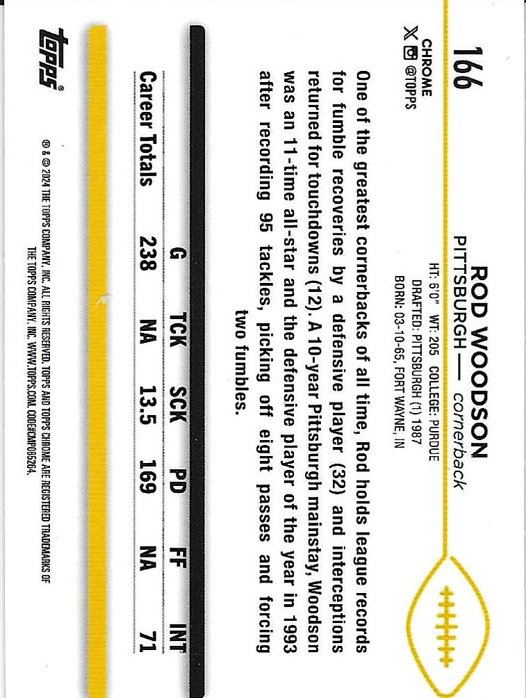 2024 Topps Chrome Football Rod Woodson Magenta Sparkle 108/399