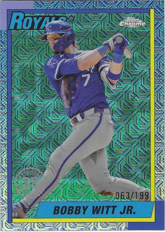 2025 Topps Series 1 Bobby Witt Jr 1990 Silver Pack Aqua 63/199